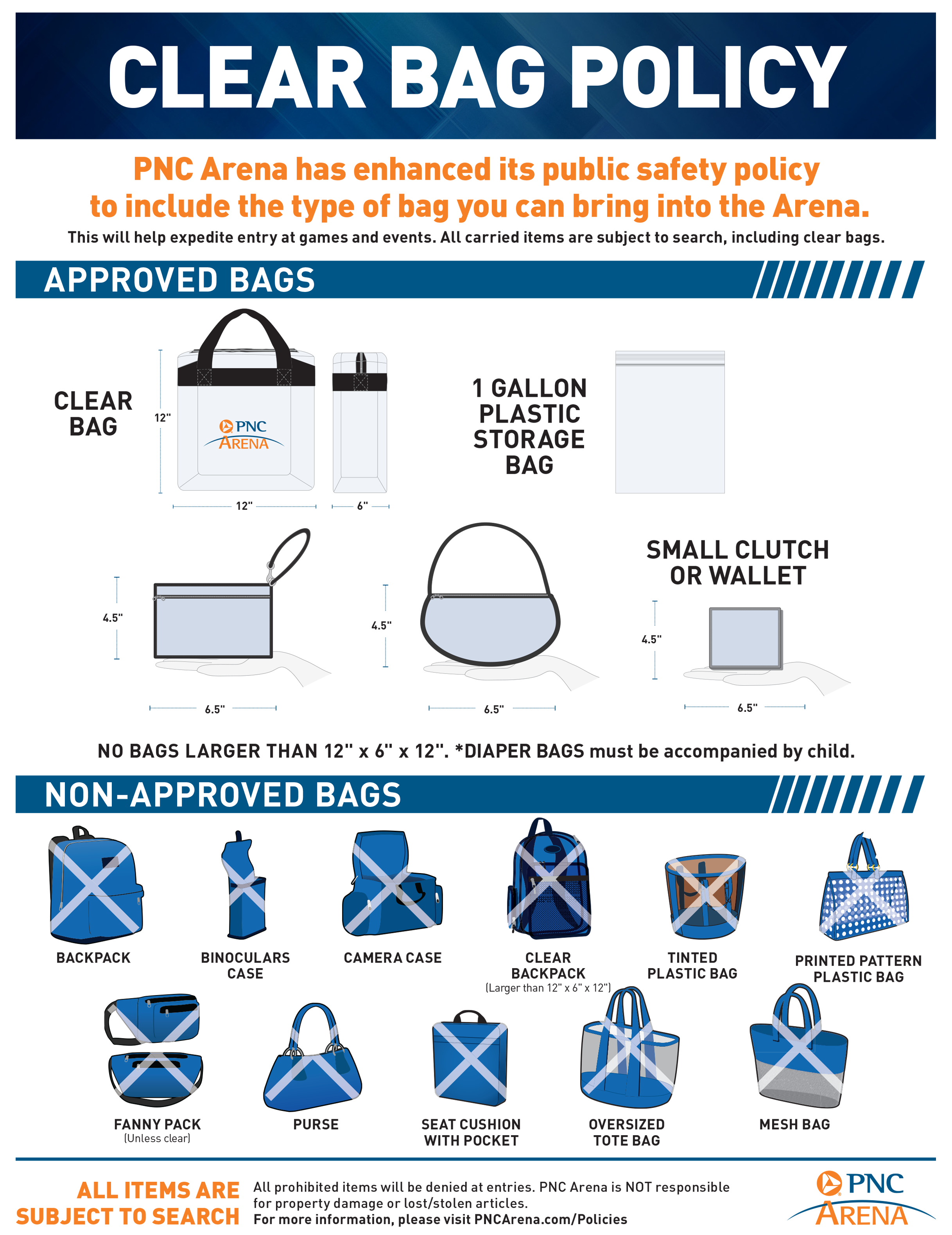 Clear Bag Policy PNC Arena