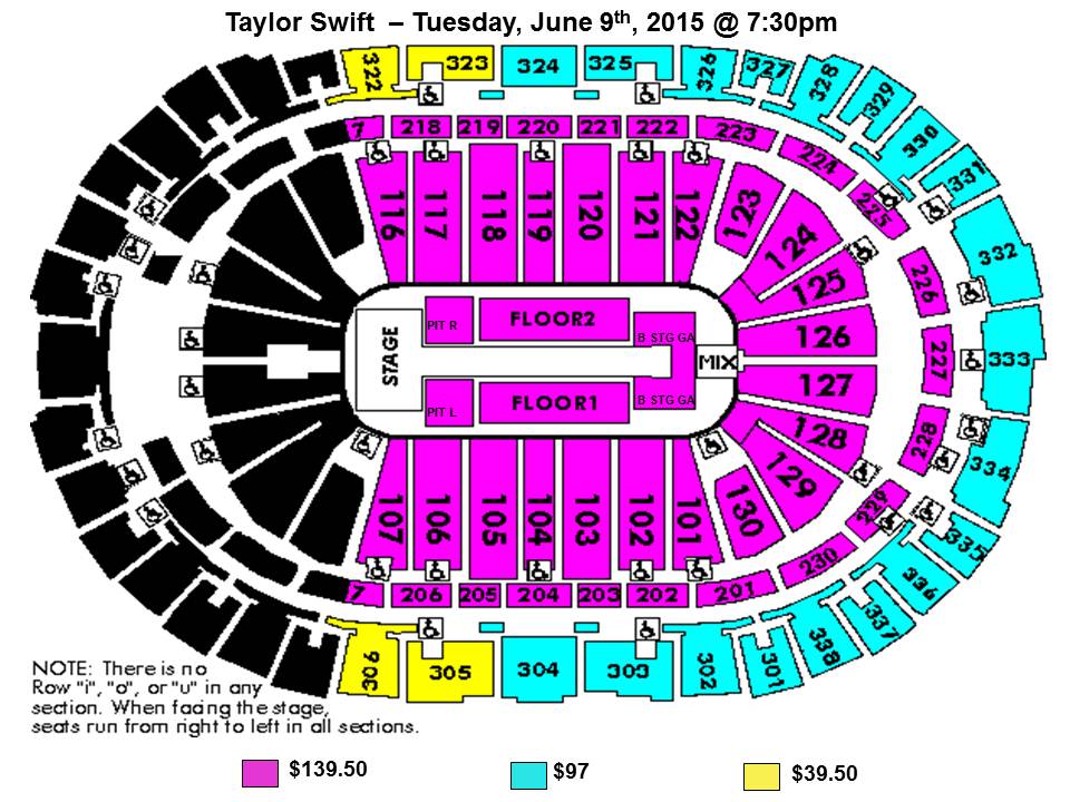 Taylor Swift Seating Chart With Seat Numbers